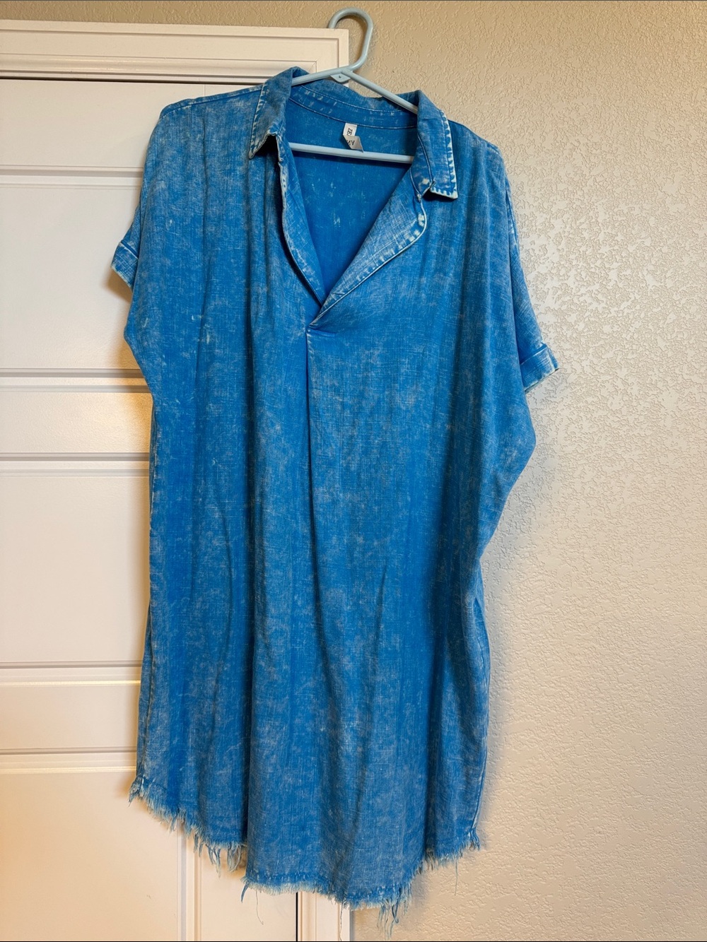Blue Washed Casual Shirt Dress - Relaxed Fit